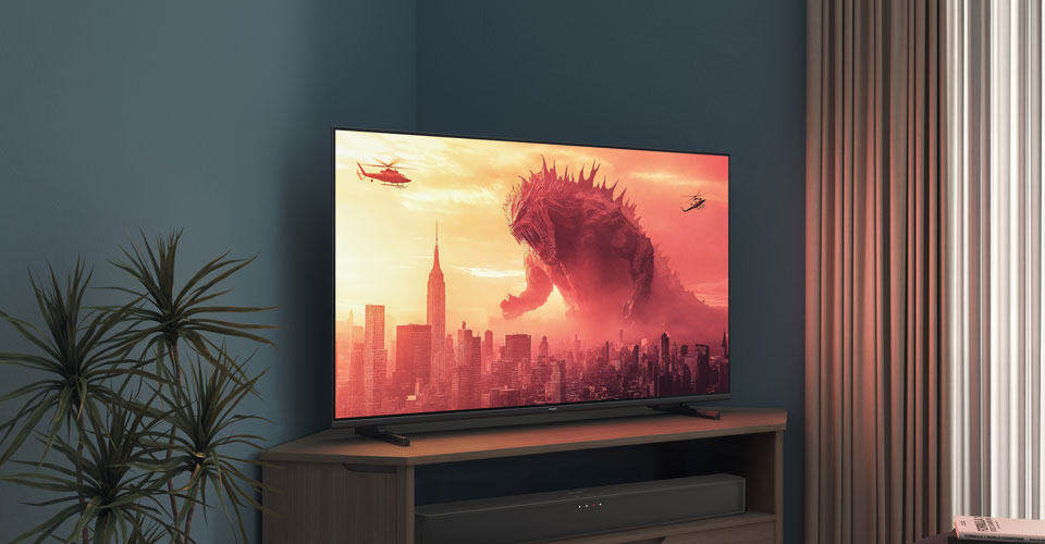 Egy Philips t&eacute;v&eacute; sarok&aacute;llv&aacute;nyon egy Godzilla-filmet vet&iacute;t